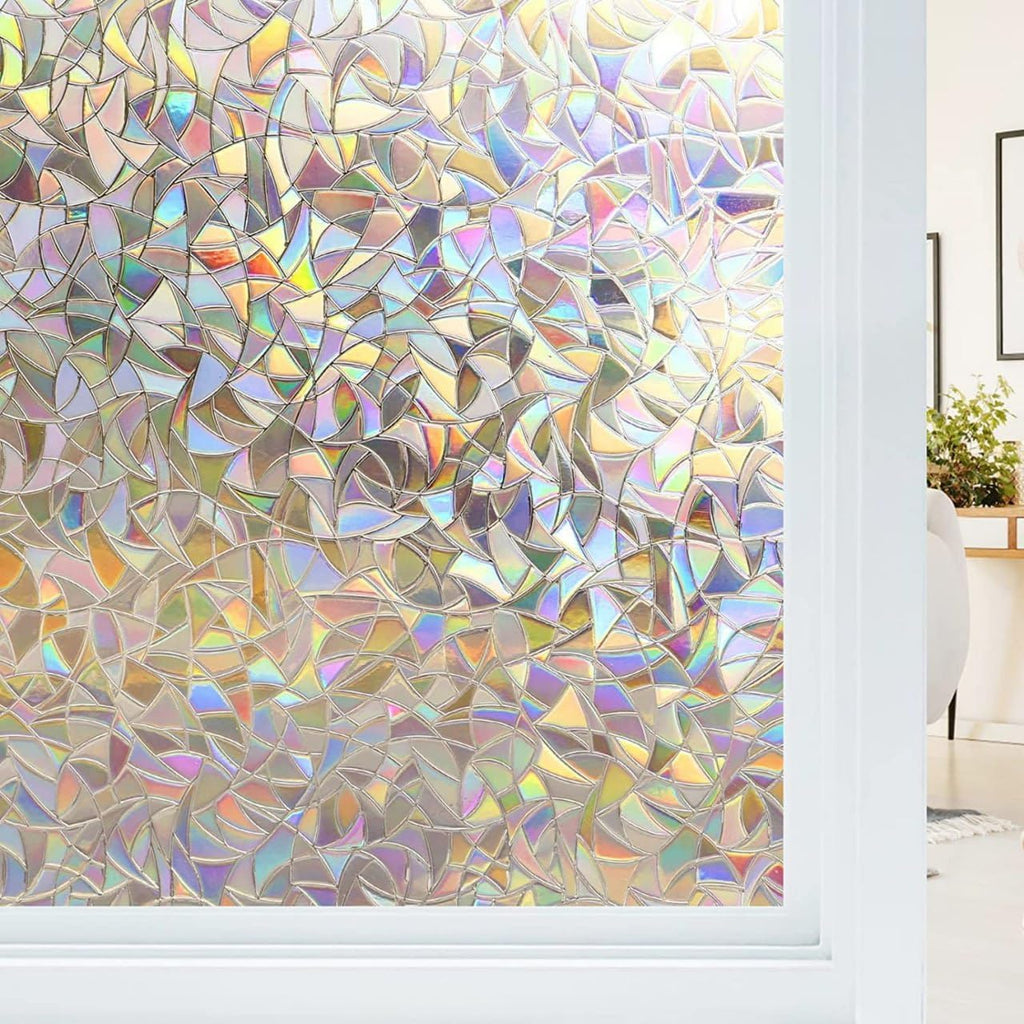 Vietnam Window Privacy Film Stained Glass Decals Rainbow Film Holographic Prism Film Half Moon Anti-UV(45 X 200 cm)