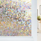 Vietnam Window Privacy Film Stained Glass Decals Rainbow Film Holographic Prism Film Half Moon Anti-UV(45 X 200 cm)