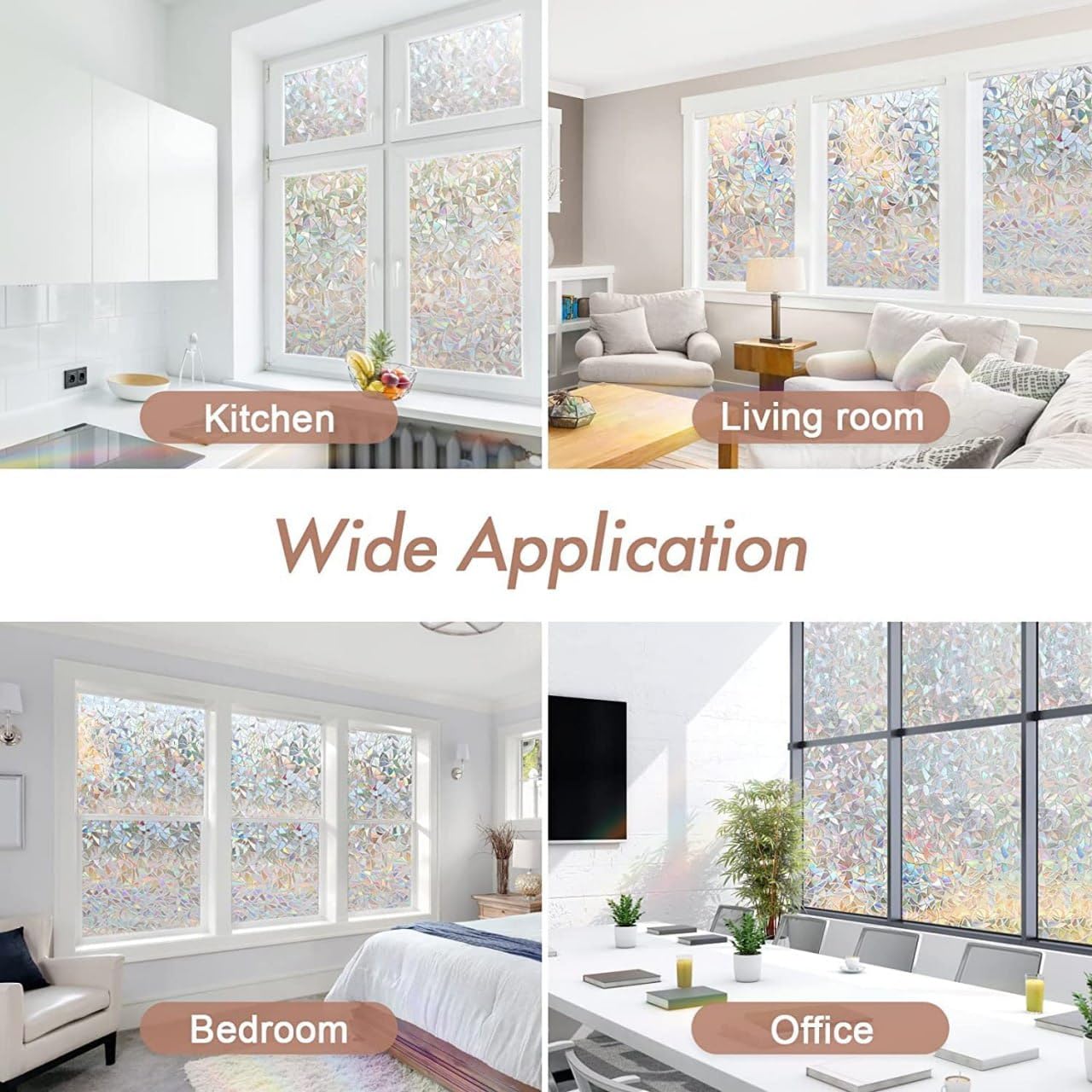 Vietnam Window Privacy Film Stained Glass Decals Rainbow Film Holographic Prism Film Half Moon Anti-UV(45 X 200 cm)