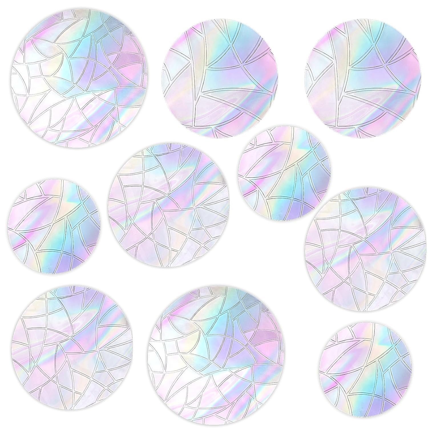 39Pcs Bird Window Strike Prevention Decals – Rainbow Static Cling Suncatchers, Anti-Collision Window Stickers for Home Office, Non-Adhesive Reusable No Residue